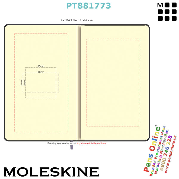 Moleskine® Leather Notebook, debossed and printed in NZ by PensOnline, NZ